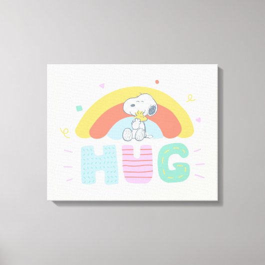 pinda's | Snoopy & Woodstock Hug Canvas Afdruk (Voorkant)