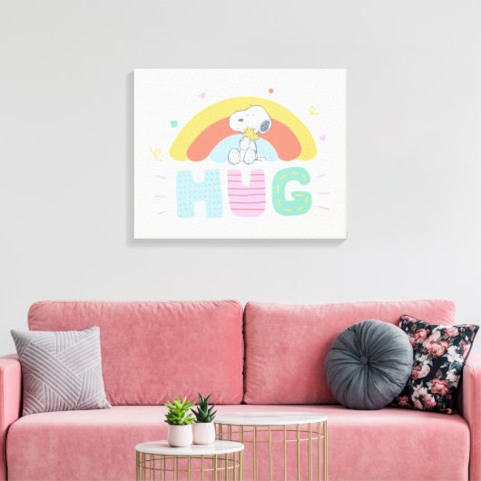 pinda's | Snoopy & Woodstock Hug Canvas Afdruk (Insitu (Woonkamer))