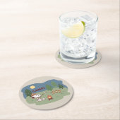 pinda's | Snoopy & Woodstock in de Campfire Ronde Kartonnen Onderzetter (Insitu)