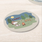 pinda's | Snoopy & Woodstock in de Campfire Ronde Kartonnen Onderzetter (Gebogen)
