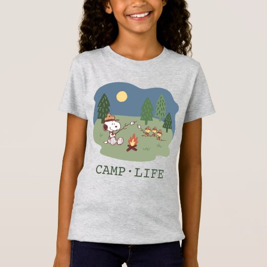 pinda's | Snoopy & Woodstock in de Campfire T-shirt (Voorkant)