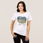 pinda's | Snoopy & Woodstock in de Campfire Tri-Blend Shirt (Voorkant volledig)