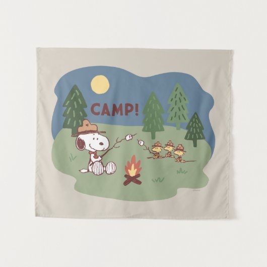 pinda's | Snoopy & Woodstock in de Campfire Wandkleed (Voorkant (horizontaal))