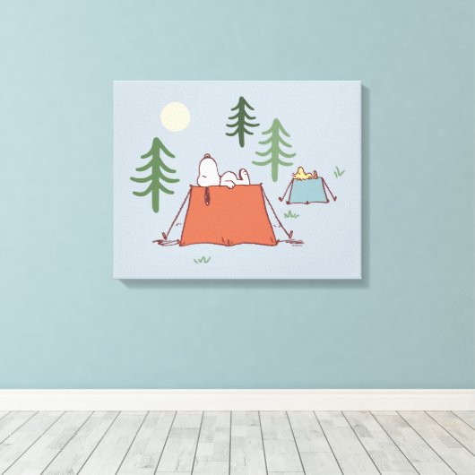 pinda's | Snoopy & Woodstock | Jouw namen toevoege Canvas Afdruk (Insitu (Houten vloer))