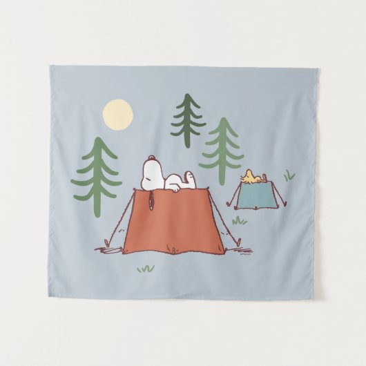 pinda's | Snoopy & Woodstock | Jouw namen toevoege Wandkleed (Voorkant (horizontaal))