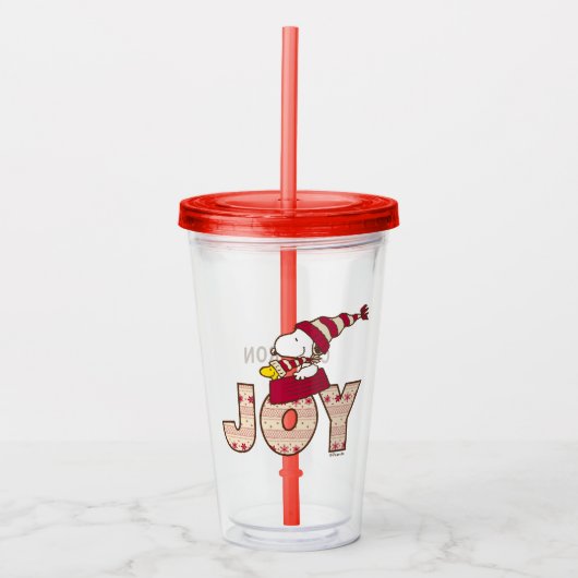 pinda's | Snoopy & Woodstock Joy Sled Ride Acryl Drinkbeker (Voorkant)
