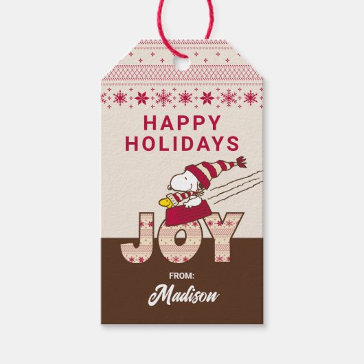 pinda's | Snoopy & Woodstock Joy Sled Ride Cadeaulabel (Voorkant)