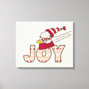 pinda's Snoopy & Woodstock Joy Sled Ride Canvas Afdruk