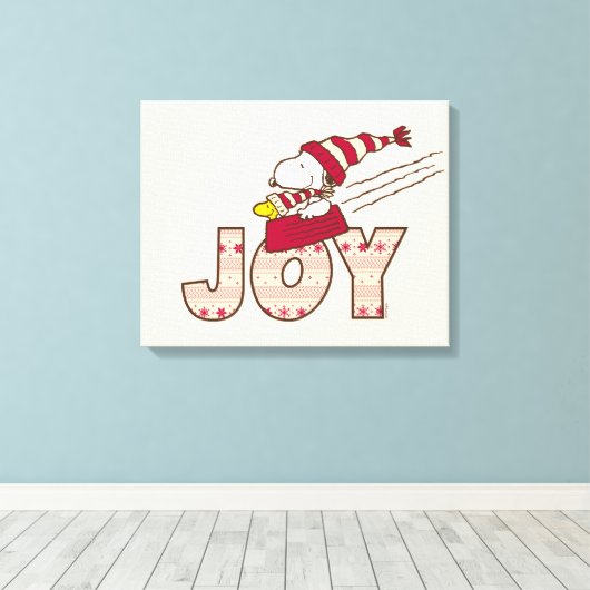 pinda's | Snoopy & Woodstock Joy Sled Ride Canvas Afdruk (Insitu (Houten vloer))