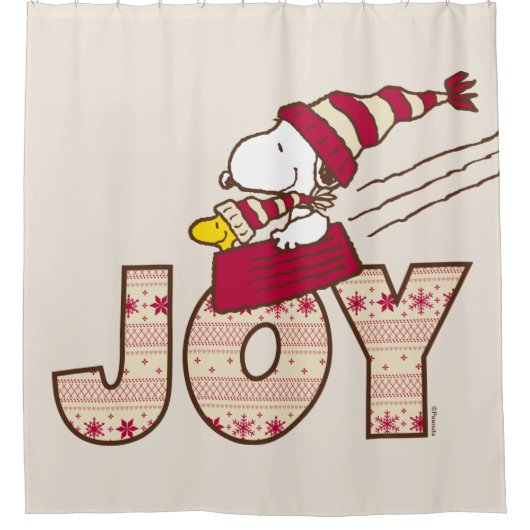 pinda's | Snoopy & Woodstock Joy Sled Ride Douchegordijn (Voorkant)