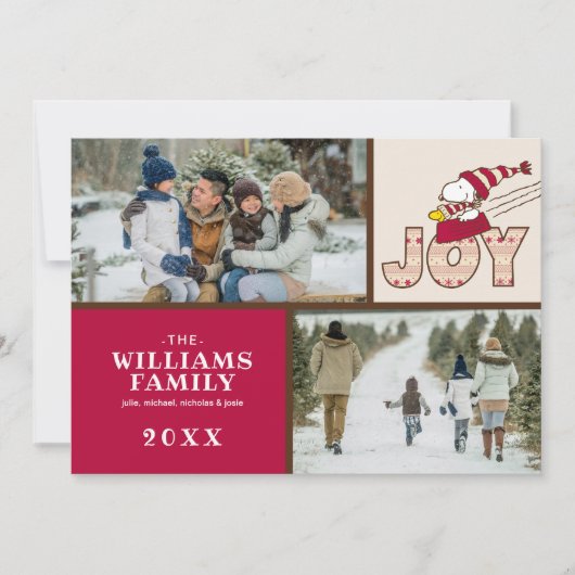 pinda's | Snoopy & Woodstock Joy Sled Ride Feestdagenkaart (Voorkant)