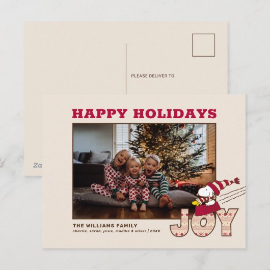 pinda's | Snoopy & Woodstock Joy Sled Ride Feestdagenkaart (Voorkant / Achterkant)