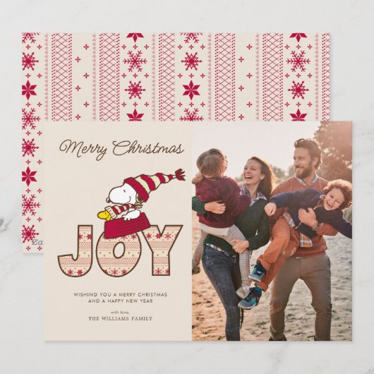 pinda's | Snoopy & Woodstock Joy Sled Ride Feestdagenkaart (Voorkant / Achterkant)