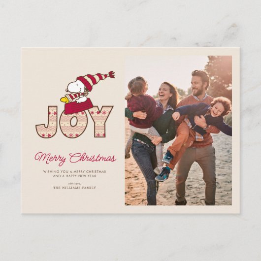 pinda's | Snoopy & Woodstock Joy Sled Ride Feestdagenkaart (Voorkant)