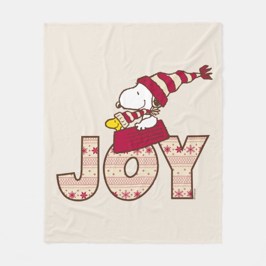 pinda's | Snoopy & Woodstock Joy Sled Ride Fleece Deken (Voorkant)