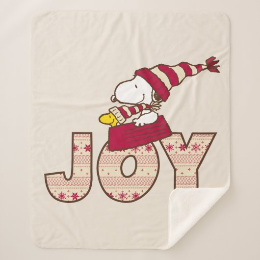 pinda's | Snoopy & Woodstock Joy Sled Ride Sherpa Deken (Voorkant)