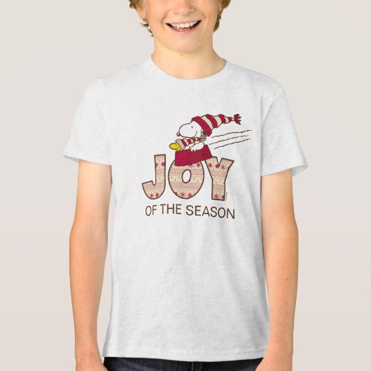 pinda's | Snoopy & Woodstock Joy Sled Ride Tri-Blend Shirt (Voorkant)