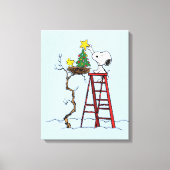 pinda's | Snoopy & Woodstock - kerstboom Canvas Afdruk (Voorkant)
