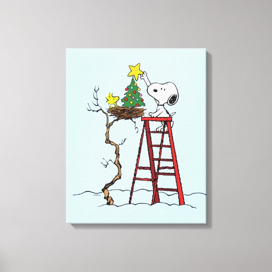 pinda's | Snoopy & Woodstock - kerstboom Canvas Afdruk (Voorkant)
