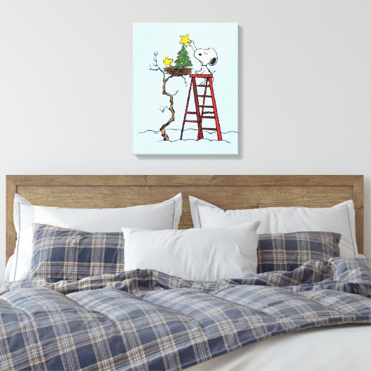 pinda's | Snoopy & Woodstock - kerstboom Canvas Afdruk (Insitu (Slaapkamer))