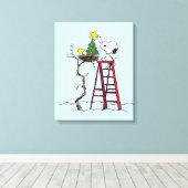 pinda's | Snoopy & Woodstock - kerstboom Canvas Afdruk (Insitu (Houten vloer))