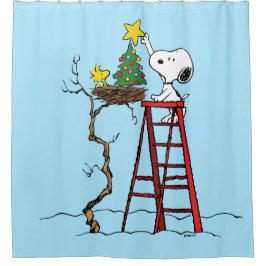 pinda's | Snoopy & Woodstock - kerstboom Douchegordijn