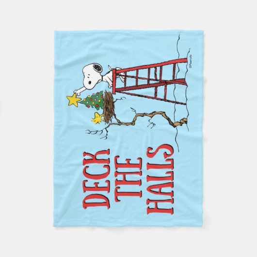 pinda's | Snoopy & Woodstock - kerstboom Fleece Deken (Voorkant)