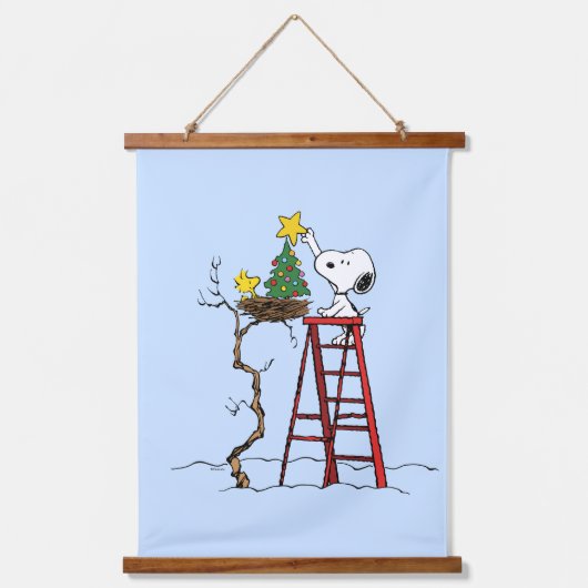 pinda's | Snoopy & Woodstock - kerstboom Hangend Wandkleed (Voorkant)