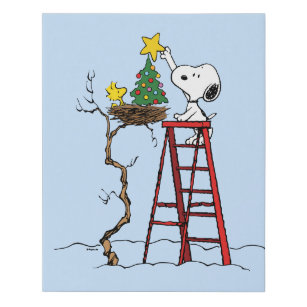 pinda's   Snoopy & Woodstock - kerstboom Imitatie Canvas Print