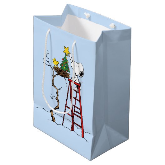 pinda's | Snoopy & Woodstock - kerstboom Medium Cadeauzakje (Voorkant Gekanteld)