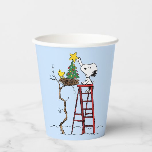 pinda's | Snoopy & Woodstock - kerstboom Papieren Bekers (Voorkant)