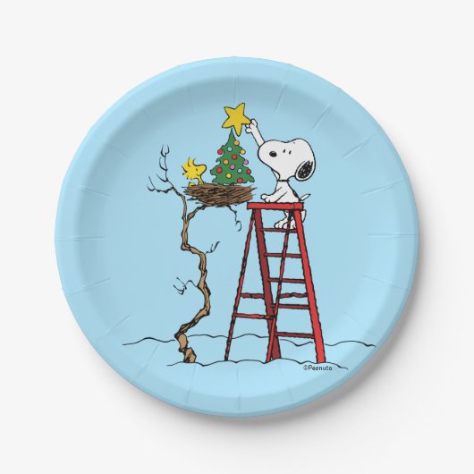 pinda's | Snoopy & Woodstock - kerstboom Papieren Bordje (Voorkant)