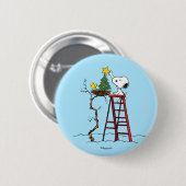 pinda's | Snoopy & Woodstock - kerstboom Ronde Button 5,7 Cm (Voorkant /achterkant)
