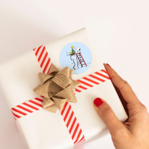 pinda's   Snoopy & Woodstock - kerstboom Ronde Sticker