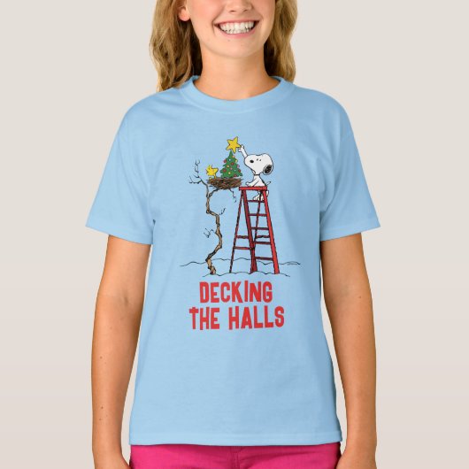 pinda's | Snoopy & Woodstock - kerstboom T-shirt (Voorkant)