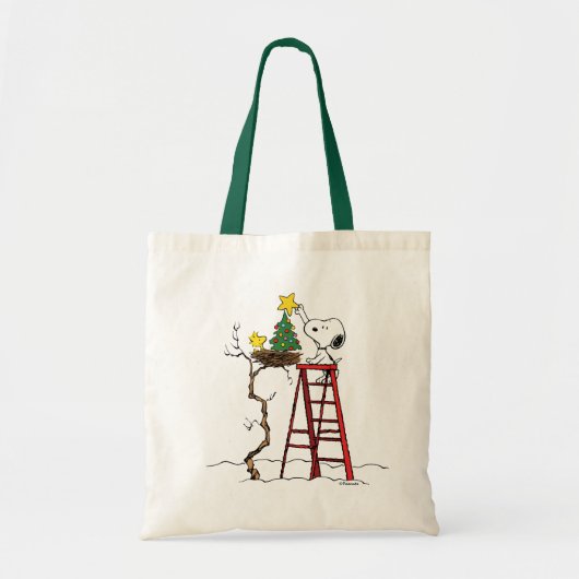 pinda's | Snoopy & Woodstock - kerstboom Tote Bag (Voorkant)