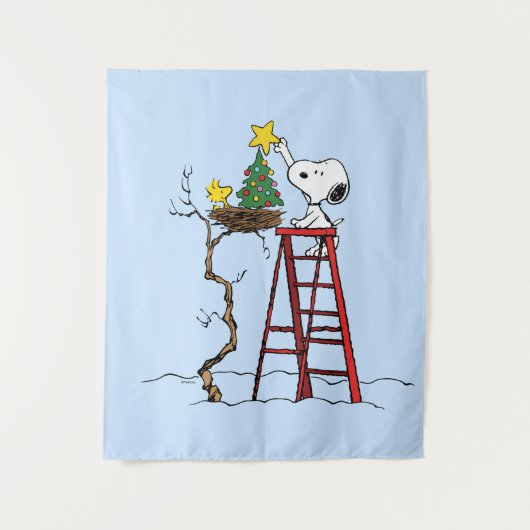 pinda's | Snoopy & Woodstock - kerstboom Wandkleed (Voorkant)