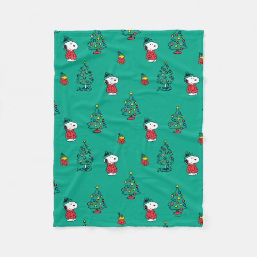 pinda's | Snoopy & Woodstock - kerstpatroon Fleece Deken (Voorkant)