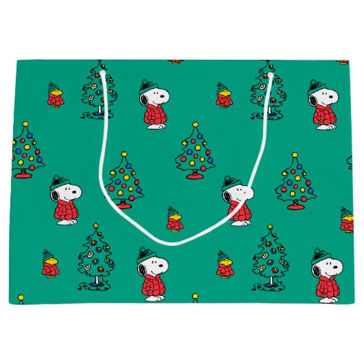 pinda's | Snoopy & Woodstock - kerstpatroon Groot Cadeauzakje (Voorkant)