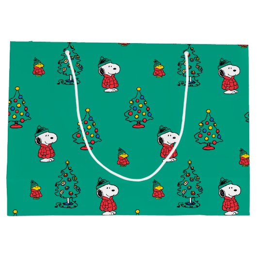 pinda's | Snoopy & Woodstock - kerstpatroon Groot Cadeauzakje (Achterkant)