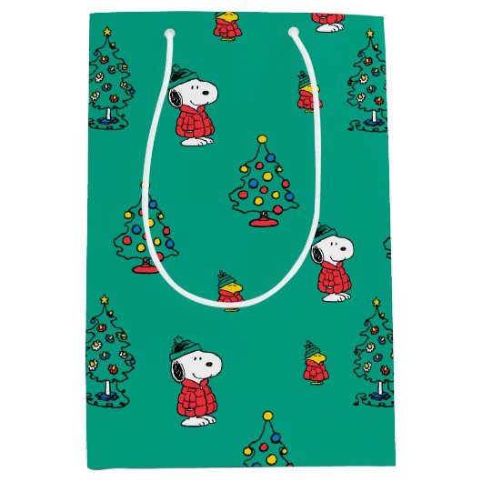 pinda's | Snoopy & Woodstock - kerstpatroon Medium Cadeauzakje (Voorkant)