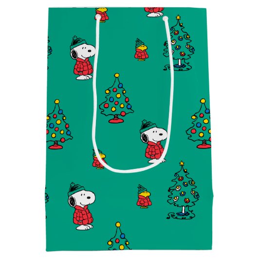 pinda's | Snoopy & Woodstock - kerstpatroon Medium Cadeauzakje (Achterkant)