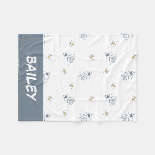 pinda's | Snoopy & Woodstock Laughing Pattern Fleece Deken (Voorkant (Horizontaal))