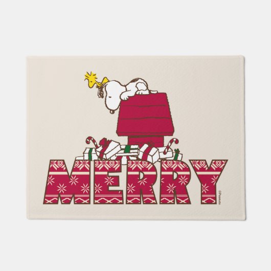 pinda's | Snoopy & Woodstock Merry Ugly Sweater Deurmat (Voorkant)