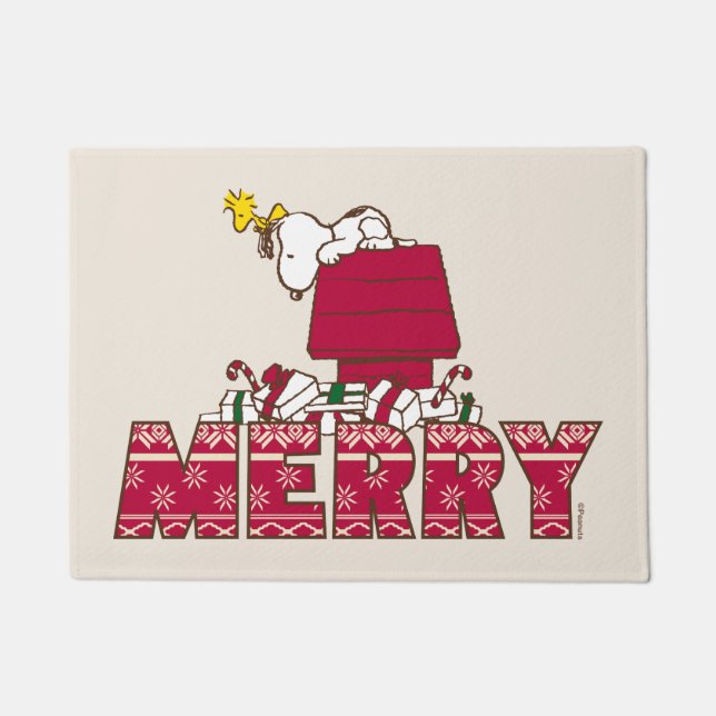 pinda's | Snoopy & Woodstock Merry Ugly Sweater Deurmat (Voorkant)
