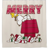 pinda's | Snoopy & Woodstock Merry Ugly Sweater Douchegordijn (Voorkant)