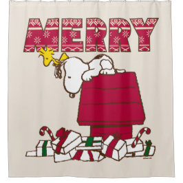 pinda's | Snoopy & Woodstock Merry Ugly Sweater Douchegordijn