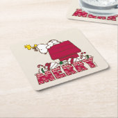 pinda's | Snoopy & Woodstock Merry Ugly Sweater Kartonnen Onderzetters (Schuin)