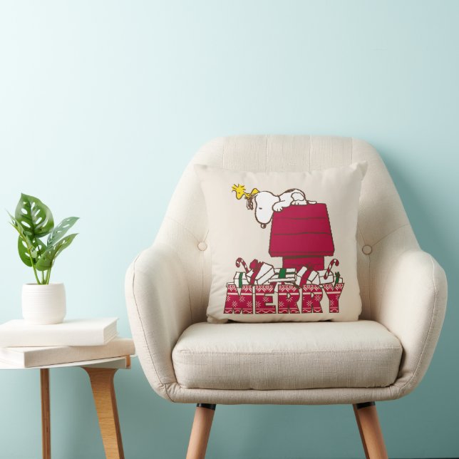 pinda's | Snoopy & Woodstock Merry Ugly Sweater Kussen (Stoel)
