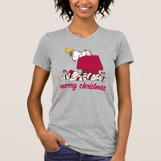 pinda's | Snoopy & Woodstock Merry Ugly Sweater T-shirt (Voorkant)